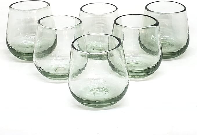 MexHandcraft Clear 6 oz Roly Poly Glasses (set of 6), Recycled Glass, Lead-free, Toxin-Free (6 oz... | Amazon (US)