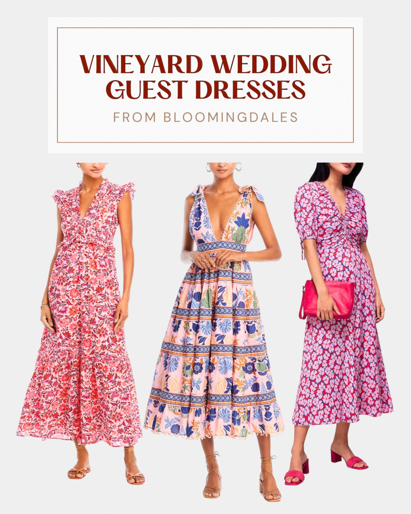 Fun and flirty vineyard wedding guest dresses 💃🍷 Vibrant floral midis and maxis are perfect for spring and summer ceremonies in Napa Valley, as well as an elevated date night dress or vacation outfit in wine country!

Tons of great Farm Rio options at Bloomingdale’s!



#LTKtravel #LTKwedding #LTKSeasonal