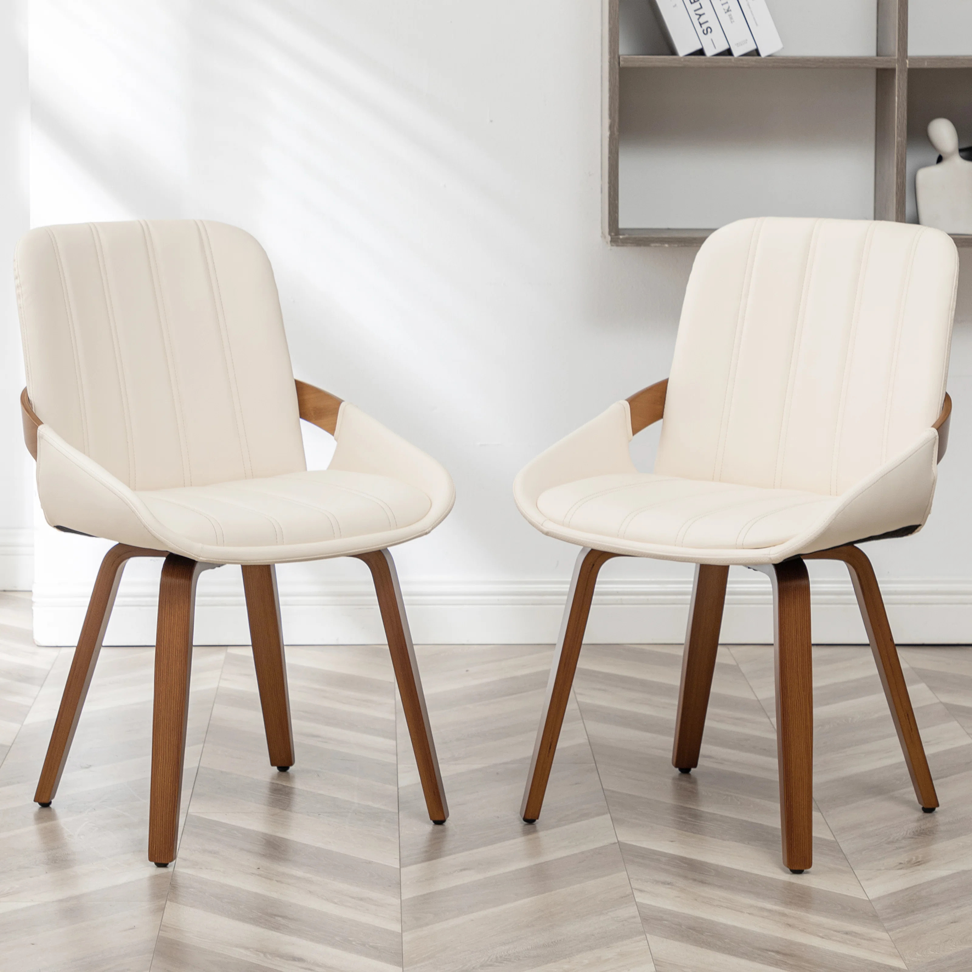Modern Upholstered Faux Leather Dining Chairs (Set of 2) | Wayfair North America
