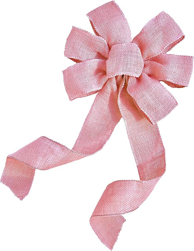 Light Pink Burlap Wreath Bow - 10" Wide, 18" Long Tails, Valentine's Day, V-Day, Mother's Day, Ea... | Amazon (US)