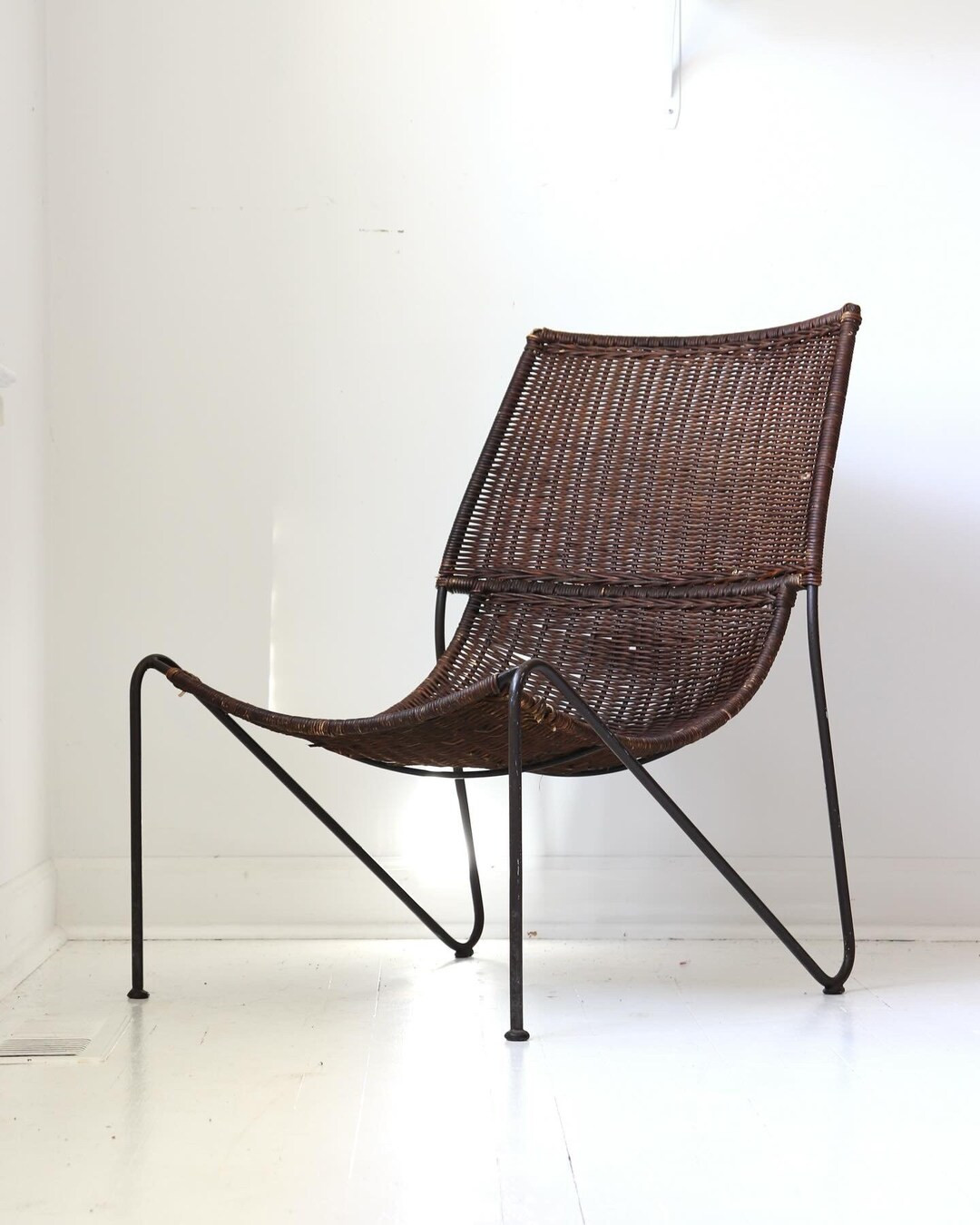 Wicker & Wrought Iron Lounge Chair in the Style of Frederick Weinberg - Etsy | Etsy (US)