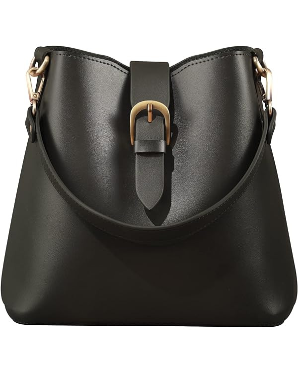 Town Bucket Vegan Leather Bag For Women Hobo Retro Faux Casual Purse Classic Vintage Simple Shoul... | Amazon (US)