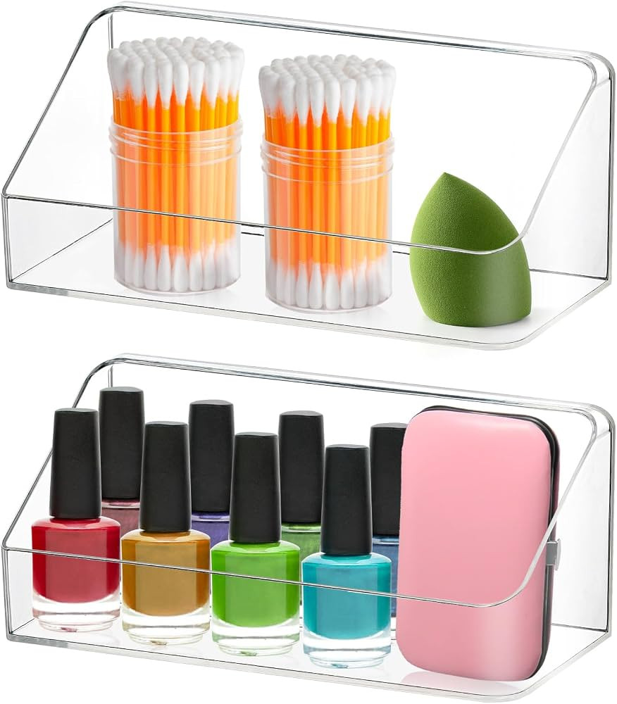Poeland 2 Pack Medicine Cabinet Shelves Organizer, Wall Mounted Storage Organizer, Clear Storage ... | Amazon (US)