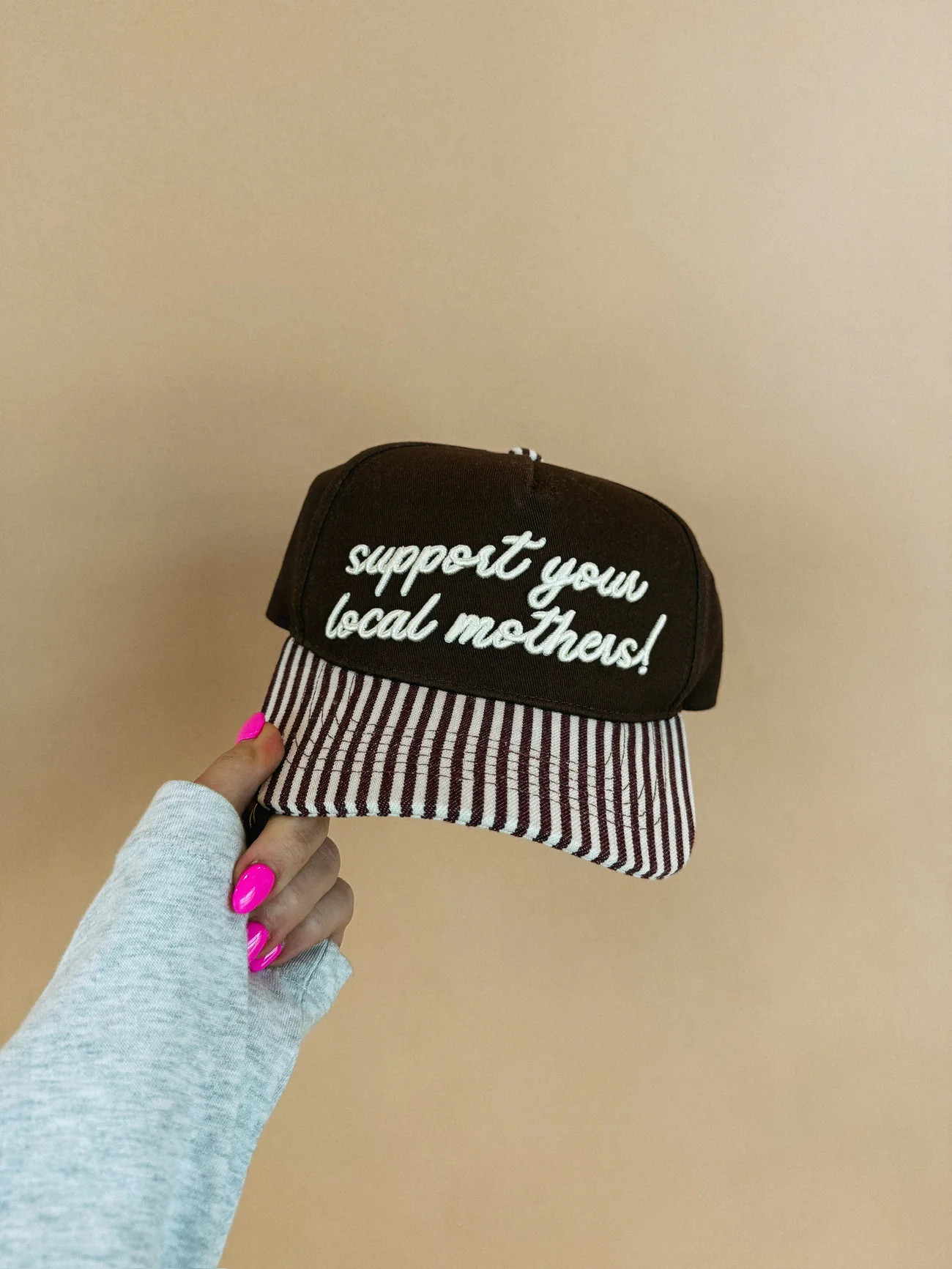 ETTA OG | support your local mothers trucker hat - brown / stripe | Etta+East