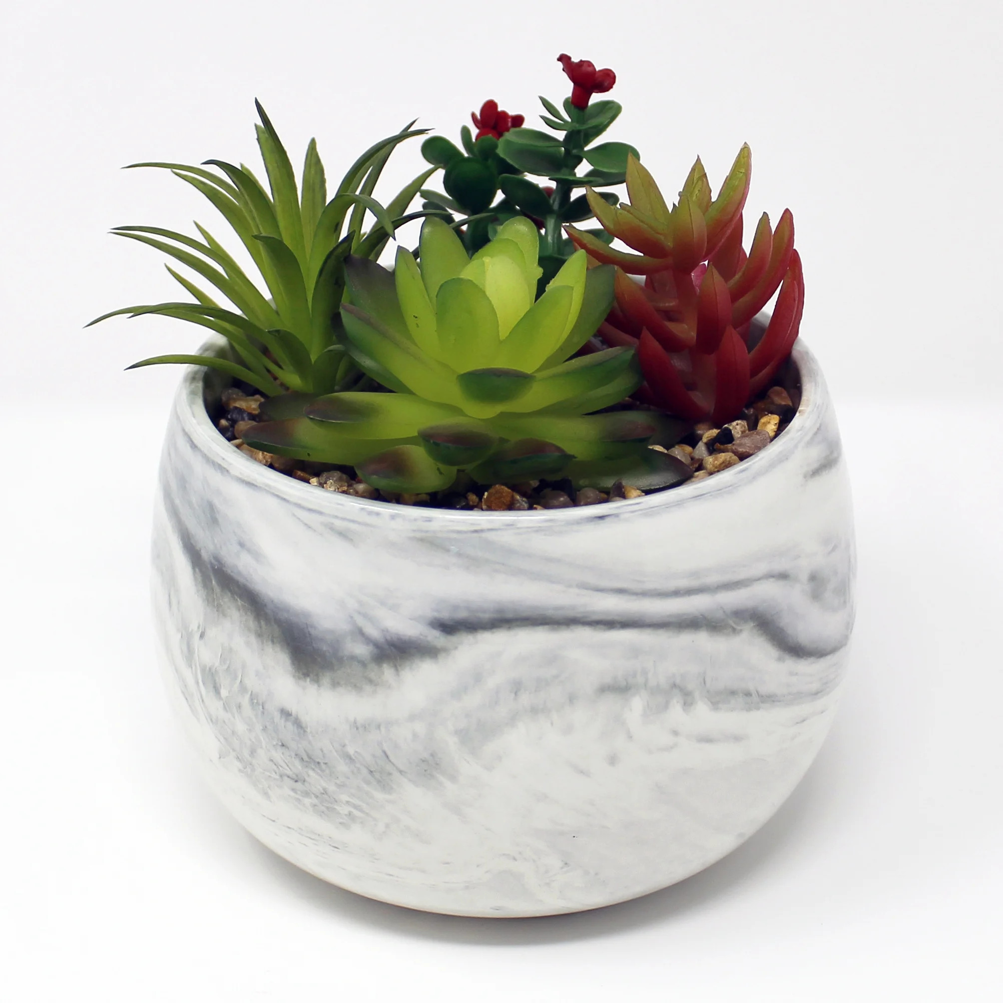 Mainstays 6.75" Artificial Succulents in Marble Planter | Walmart (US)