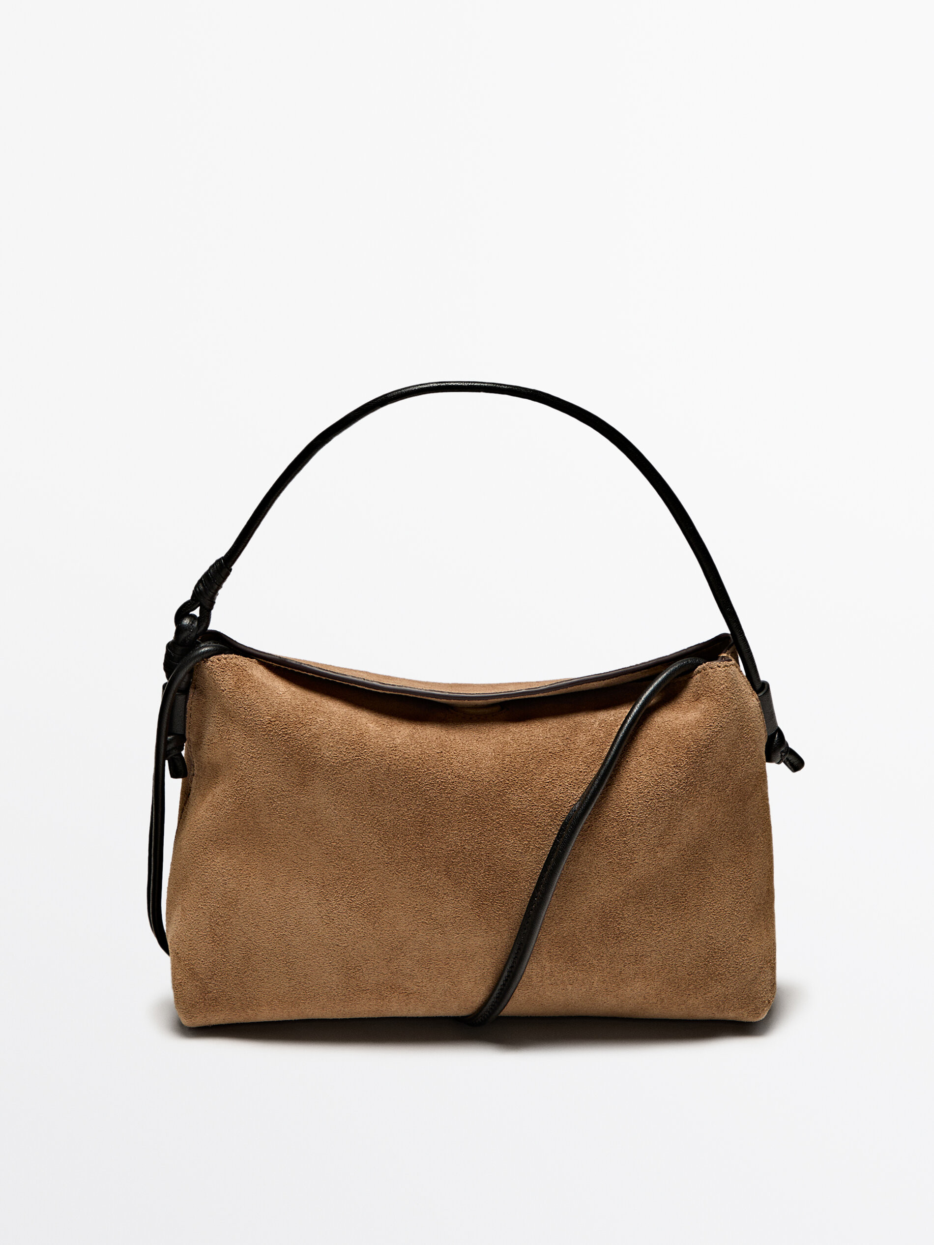 Mini split leather suede bag with knots | Massimo Dutti UK