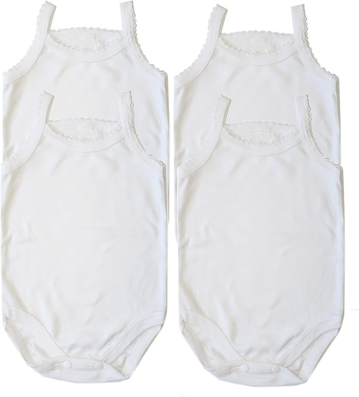 B-One Kids Baby Girls' Camisole Bodysuit 100% Cotton Super Soft 4-Pack | Amazon (US)