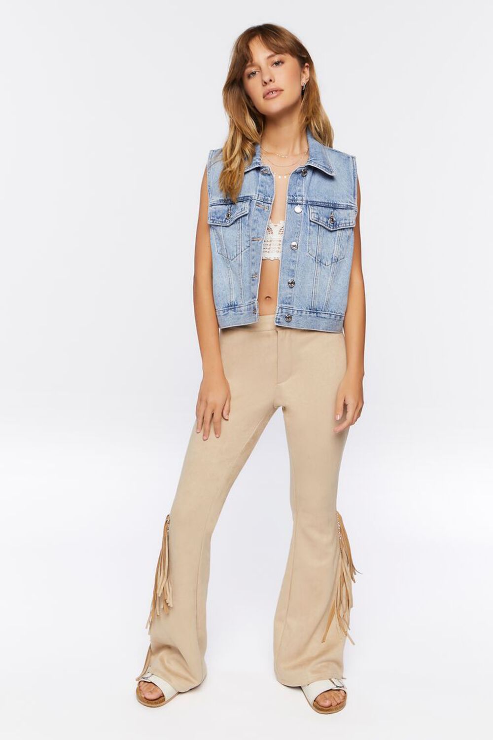 Faux Suede Fringe Flare Pants | Forever 21 (US)