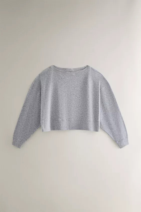 COTTON SWEATSHIRT WITH NECK DETAIL | Zara UK