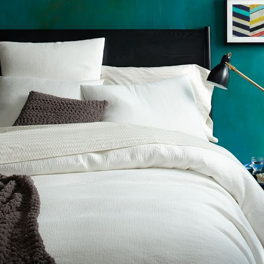 Organic Brighton Matelasse Duvet Cover + Shams - Stone White | West Elm (US)