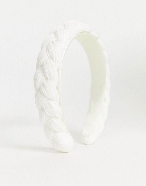 ASOS DESIGN plaited headband in white plisse | ASOS US