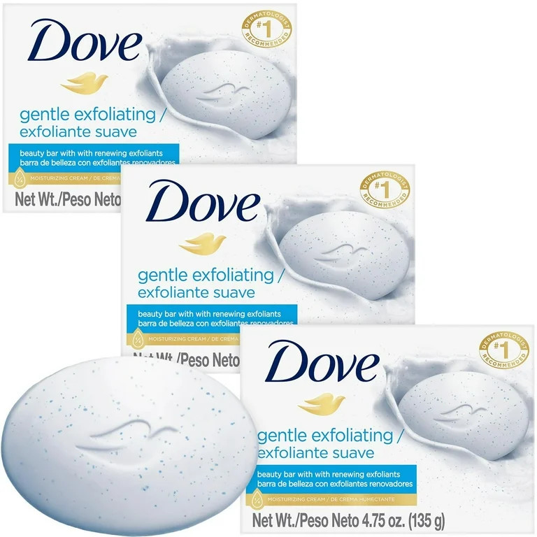 Dove Soap, Gentle Exfoliating Beauty Bar 3-Pack – 3-in-1 Moisturizing Face, Body & Hand Soap, 4... | Walmart (US)
