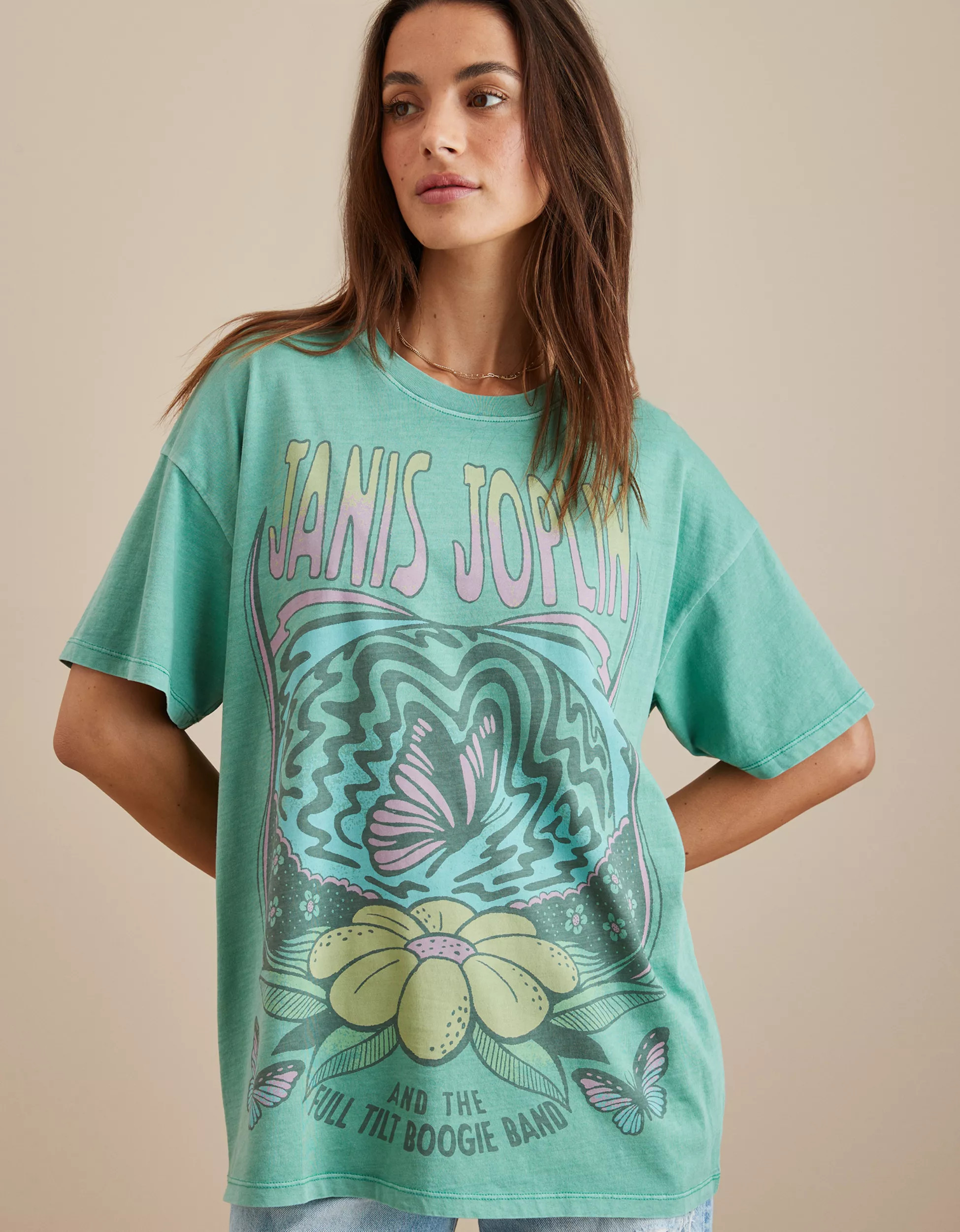 AE Oversized Janis Joplin Graphic Tee | American Eagle Outfitters (US & CA)