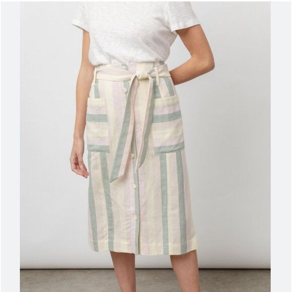 NWOT RAILS GELINA LAUREL STRIPE PASTEL POCKETS LINEN BLEND Skirt XS | Poshmark
