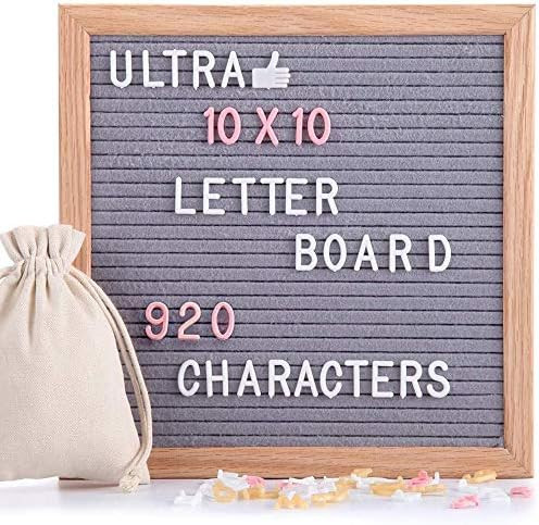 Felt Letter Board Gray 10x10 Inches with Stand, 920 PCS Changeable Letters & Lovely Emojis, Solid... | Amazon (US)