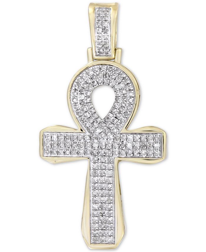 Men's Diamond Ankh Cross Pendant (1/2 ct. t.w.) in 10k Gold | Macys (US)
