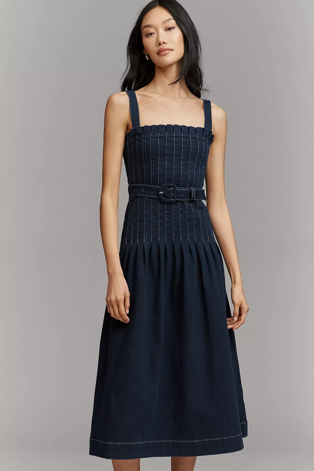 Moon River Square Neck Midi Dress | Anthropologie (US)
