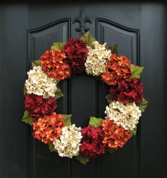 Fall Hydrangea Wreath for Front Door, Twoinspireyou Fall Wreaths, 24" Fall Wreaths, Outdoor Autum... | Etsy (US)