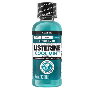 Listerine Antiseptic Mouthwash, Cool Mint, Trial Size, 3.2oz | Target