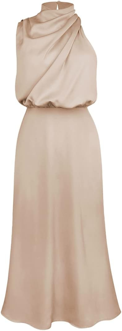 CHICWISH Women's Apricot/Dark Green/Burgundy/Black/Pistachio/Teal Asymmetric Ruched Neckline Slee... | Amazon (US)