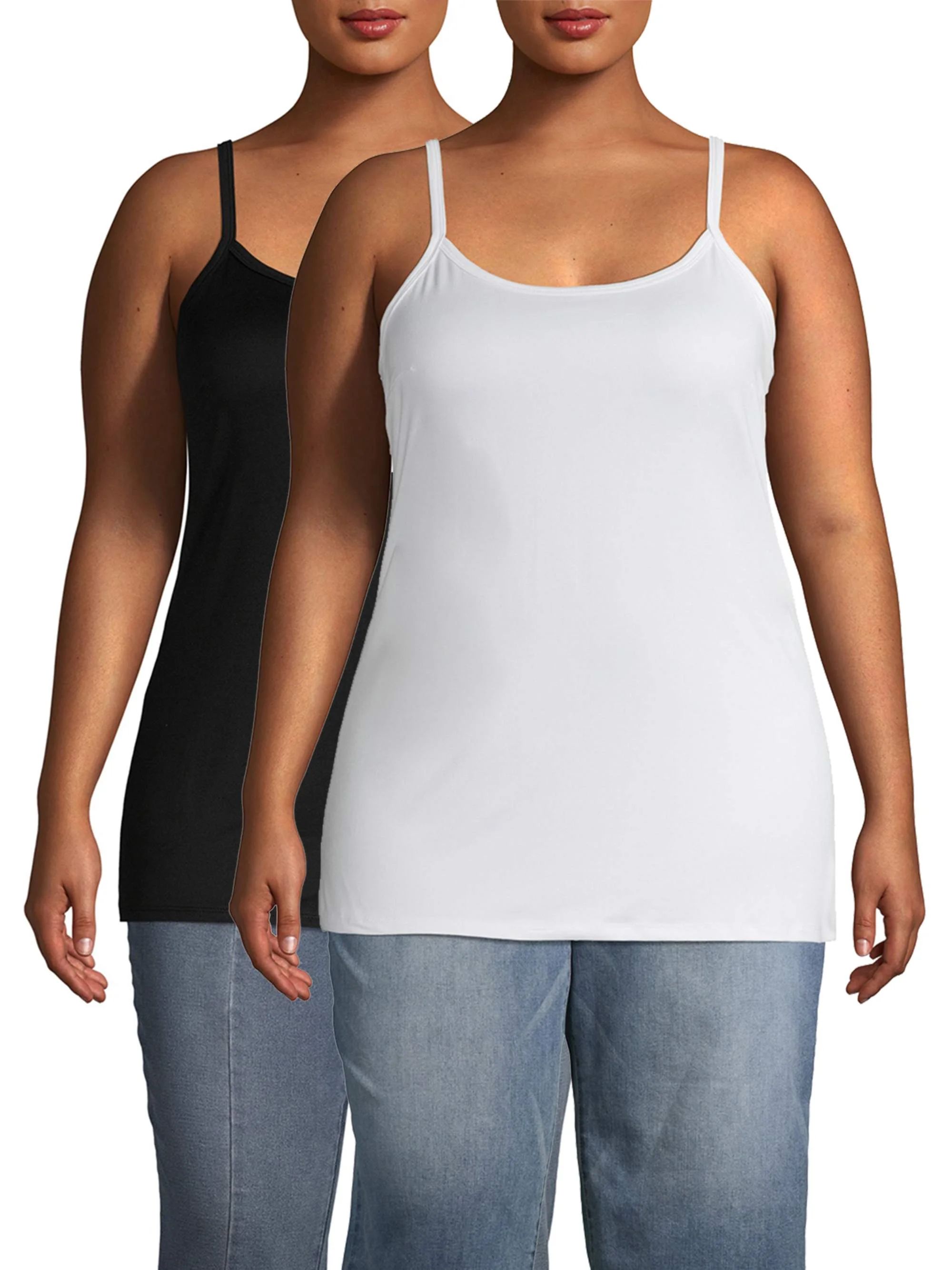 Terra & Sky Women's Plus Size Everyday Essential Tunic Length Cami, 2-Pack - Walmart.com | Walmart (US)