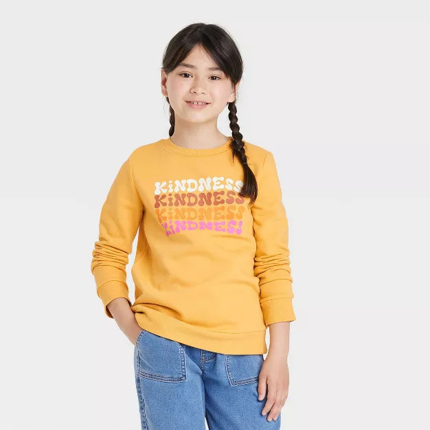 Girls' Crewneck Fleece Pullover Sweatshirt - Cat & Jack™ | Target