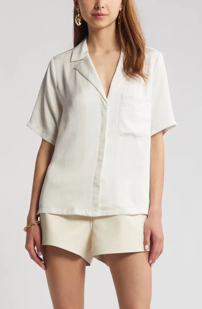 Open Edit Relaxed Satin Camp Shirt | Nordstrom | Nordstrom