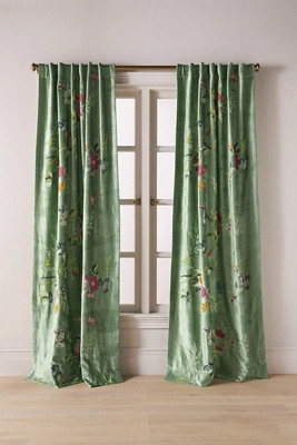 Velvet Embroidered Floral Curtain | Anthropologie (US)