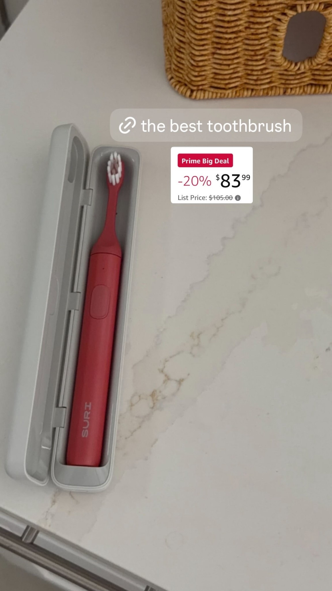 My electric toothbrush on sale for Amazon Prime Big Deal Days! Comes in multiple colors!