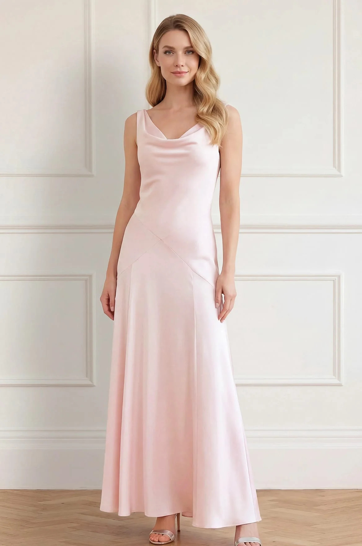 Evangeline Satin Cowl Neck Gown | Needle & Thread US