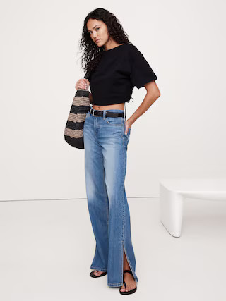 The Icon Classic Mid-Rise Wide-Leg Split-Hem Jean | Banana Republic (US)