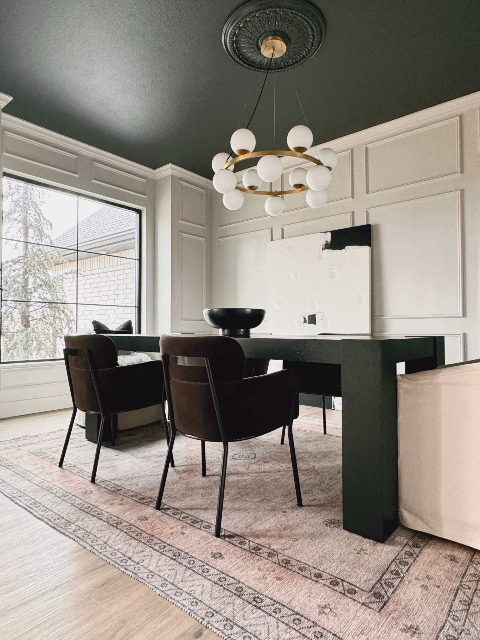 Dining room wall color agreeable gray
Ceiling iron ore 

#LTKStyleTip #LTKHome