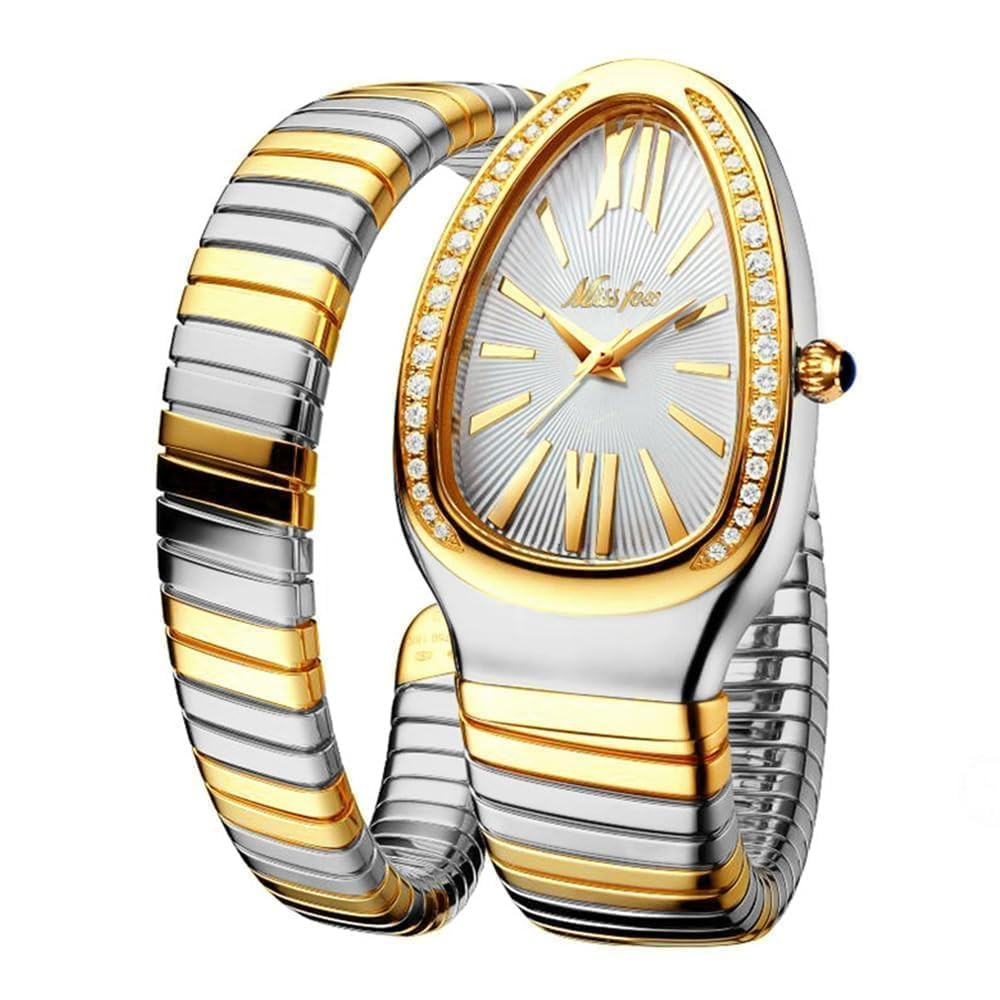 Classic Snake Shape Watch for Women Gold Silver Scaleable Bracelet Womens Watches Bling Diamonds ... | Amazon (US)