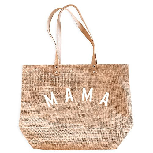 Mama Tote Bag Mom Burlap Beach Bag New Mom Gift Idea Soon To Be Mommy Carryon Bag | Amazon (US)