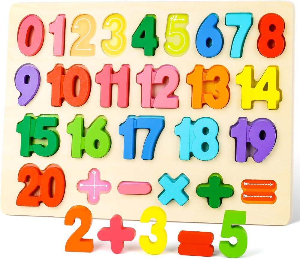 LovesTown Wooden Puzzles for Kids, Number Shape Puzzles Preschool Educational Toys Montessori Tod... | Amazon (US)