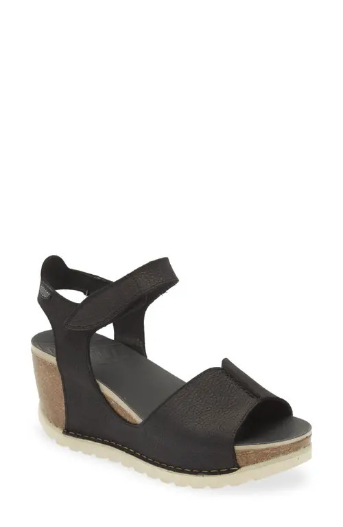 On Foot Leather Wedge Sandal in Black Leather at Nordstrom, Size 7.5Us | Nordstrom