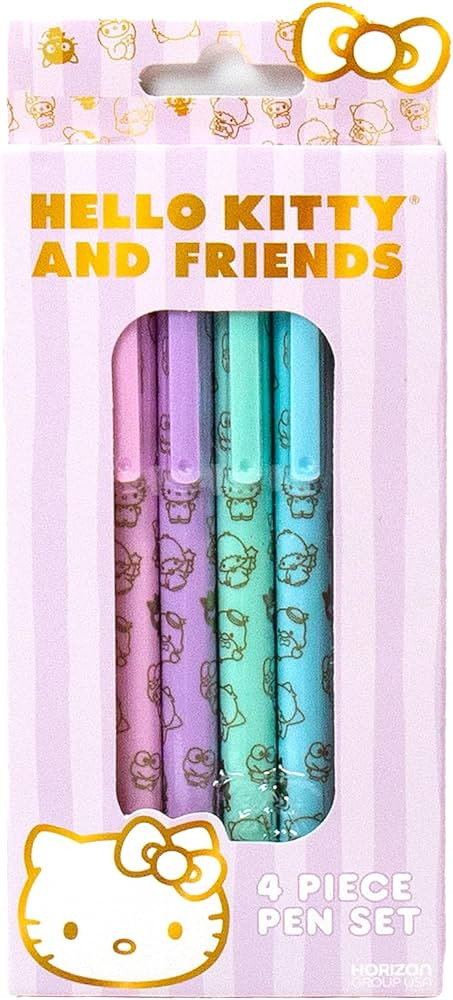 Hello Kitty And Friends 4-Piece Pen Set, Hello Kitty Pens, My Melody, Kuromi Stuff, Kawaii School... | Amazon (US)