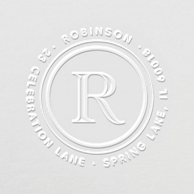 Elegant Round Monogrammed Initial Return Address Embosser | Zazzle | Zazzle