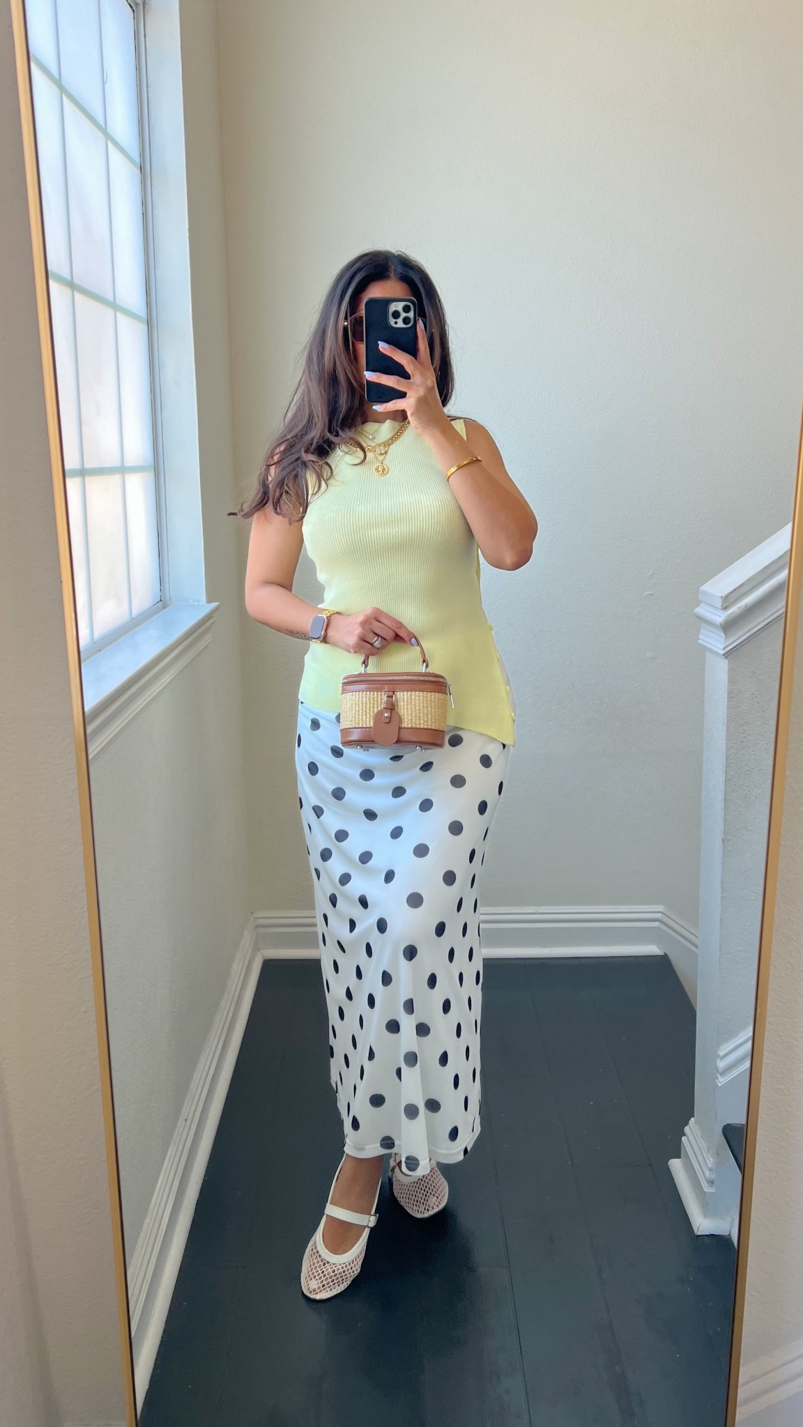 Spring outfit idea with a polka dot skirt and knit vest! So cute 

#LTKSpringSale #LTKMidsize #LTKSeasonal