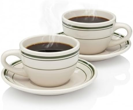 HISTORY COMPANY Original 1950 Classic Jersey Diner Coffee Cup and Saucer, Two 2-Piece Sets | Amazon (US)