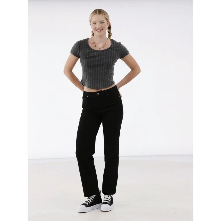 No Boundaries High Rise Straight Leg Jeans, Women's and Women's Plus - Walmart.com | Walmart (US)