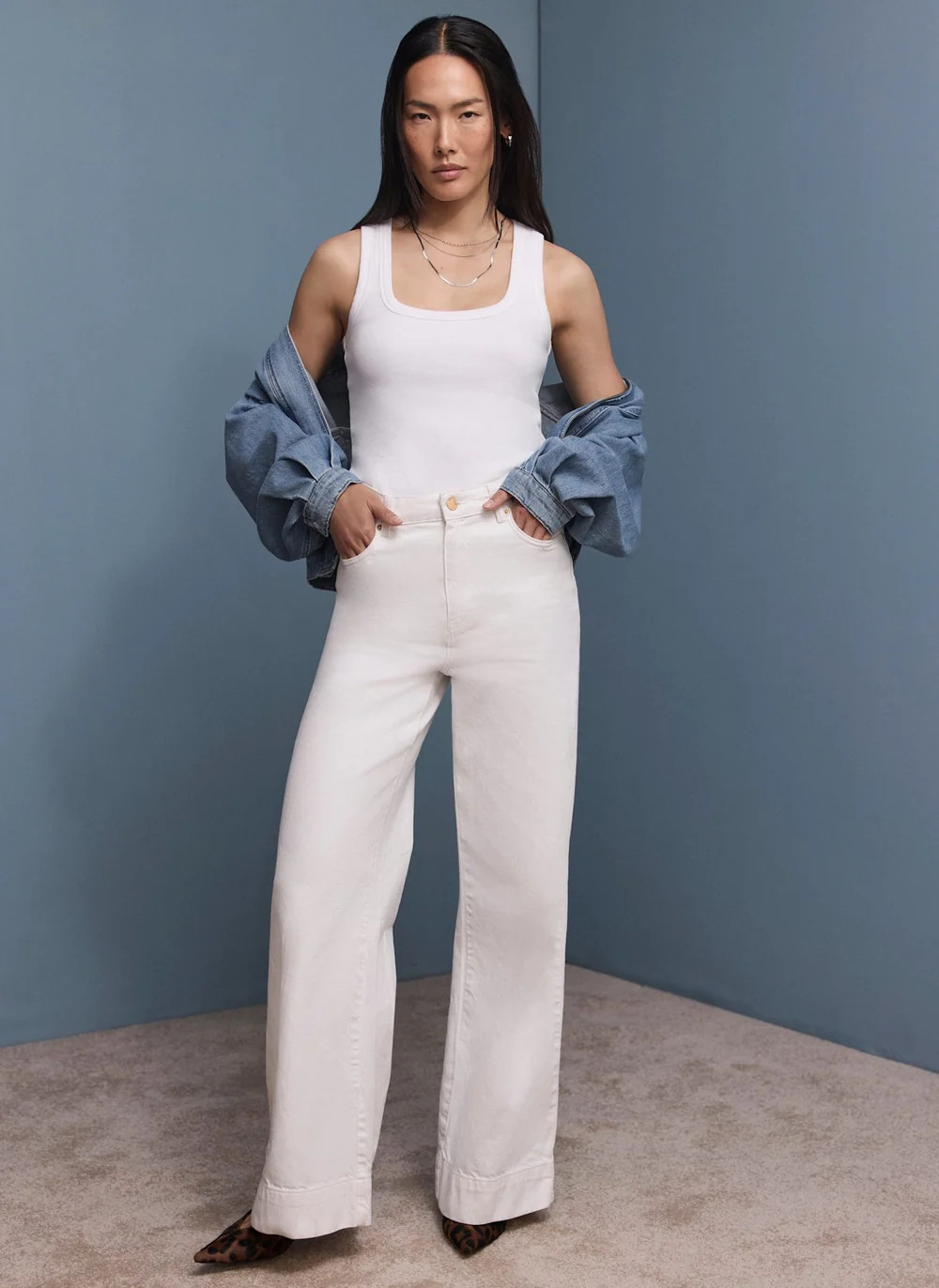 Cream Wide Leg Jeans | Mint Velvet - ROW