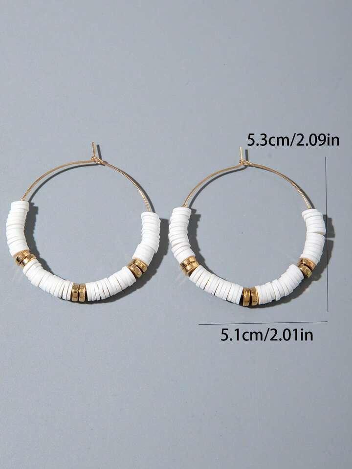 1 Pair/7 Pairs Set Bohemian Style Dopamine CCB Round Hoop Earrings, Suitable For Beach Vacation, ... | SHEIN