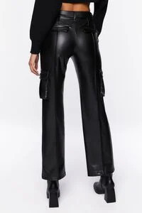 Faux Leather High-Rise Cargo Pants | Forever 21 (US)