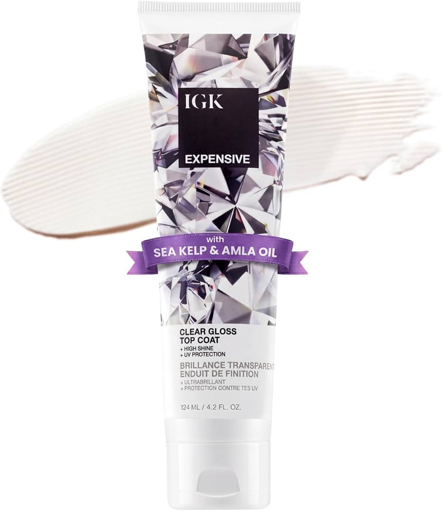 IGK Expensive Clear Gloss Top Coat, High Shine Hair Gloss Treatment, 4.2 Oz | Amazon (US)