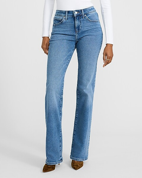 Mid Rise Bootcut Medium Wash Jeans In Hyper Stretch | Express