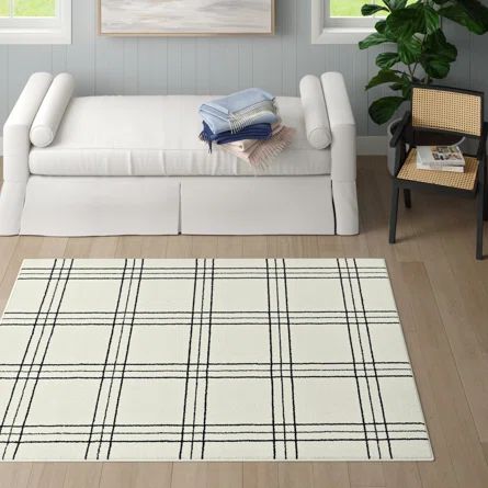 Melany Plaid White Area Rug | Wayfair North America