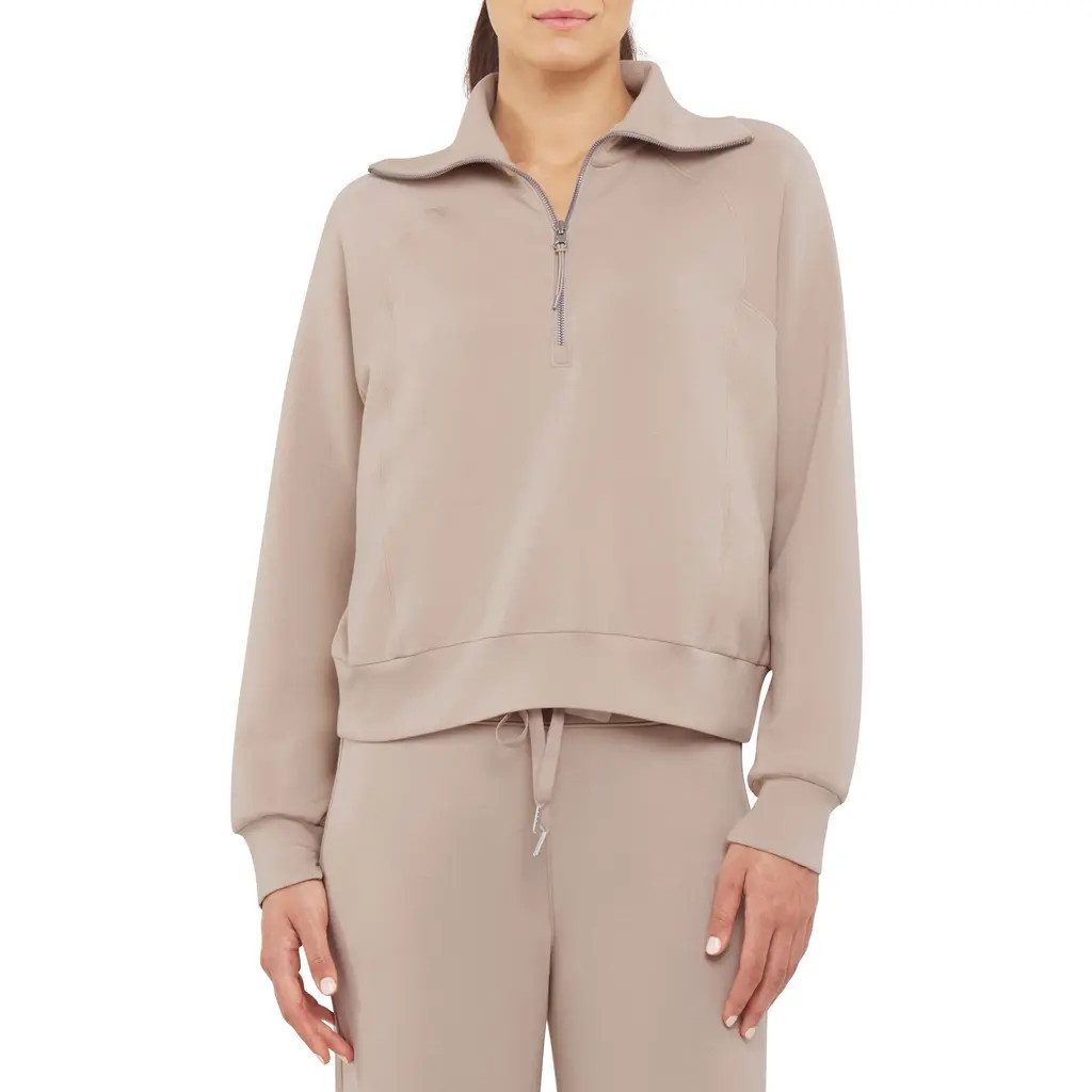 SPANX® AirEssentials Half Zip Sweatshirt in Ashwood at Nordstrom, Size X-Large | Nordstrom