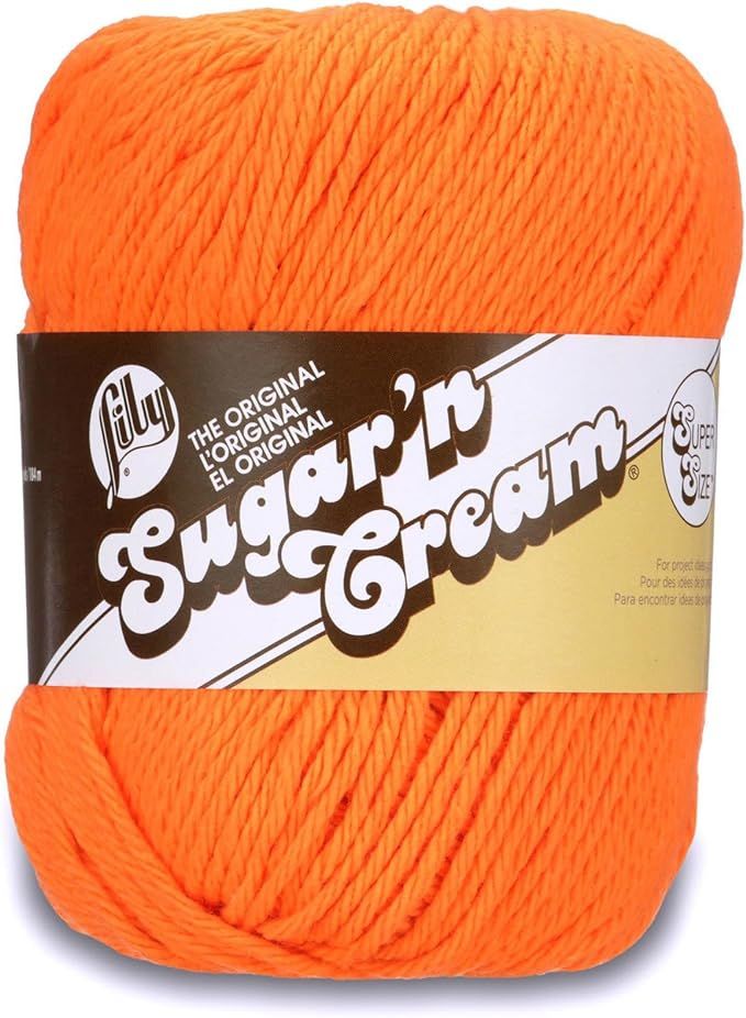 Lily Sugar 'N Cream Super Size Solid Yarn, 4oz, Gauge 4 Medium, 100% Cotton - Hot Orange - Machin... | Amazon (US)