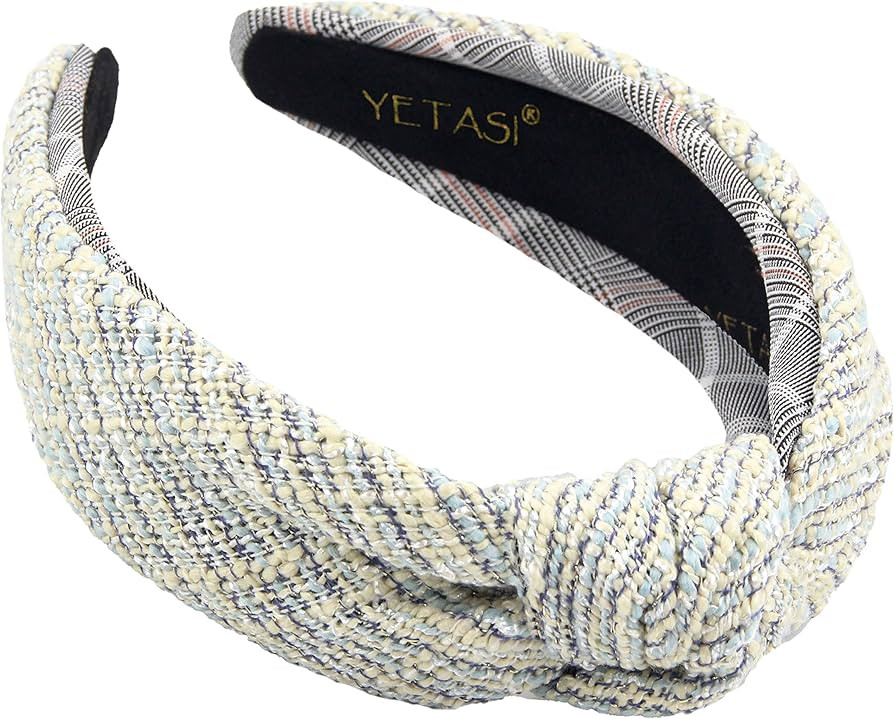 YETASI Head bands for Women's Hair are Trendy. Blue Knotted Headband for Women with Hints of Whit... | Amazon (US)